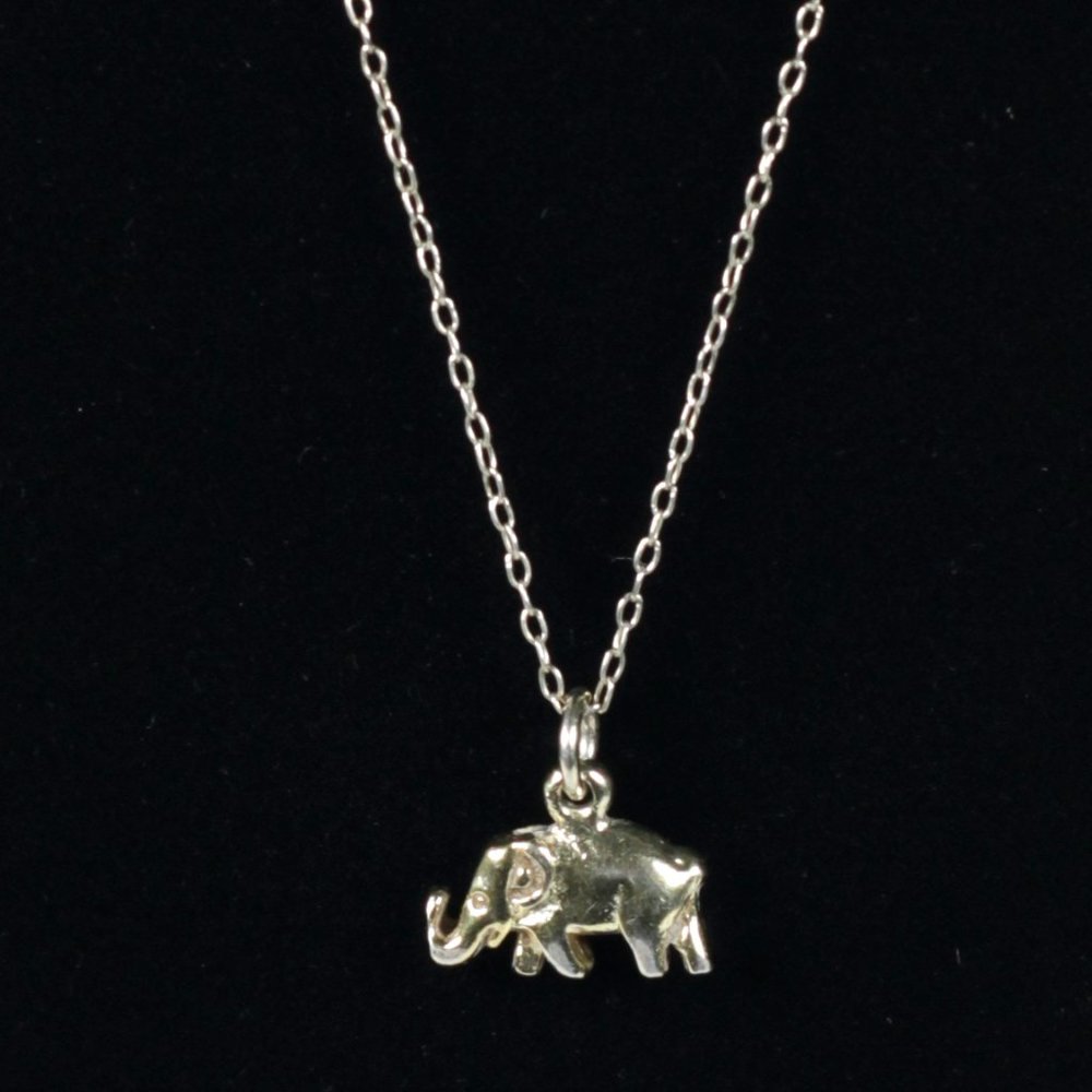 Gold Vermeil Sterling Silver 925 Lightweight Elephant Pendant Necklace